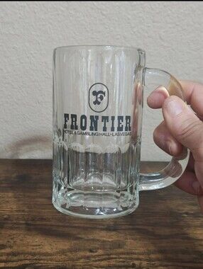 1970s  Frontier Hotel & Gambling Hall Las Vegas 12 oz Glass Mug/Beer Mug/Stein